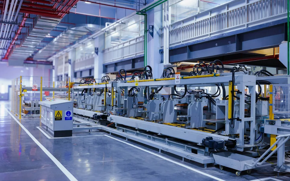 Equipment on a manufacturing production line.